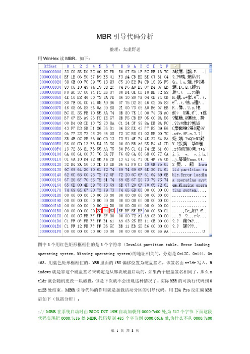 MBR引导代码分析