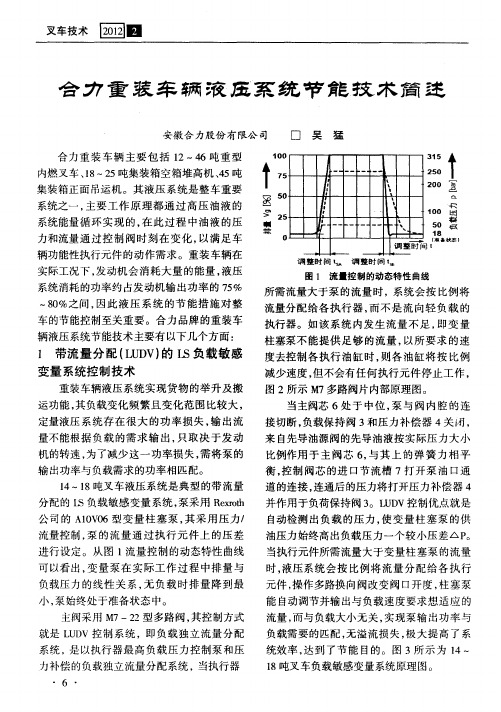 合力重装车辆液压系统节能挽术简述