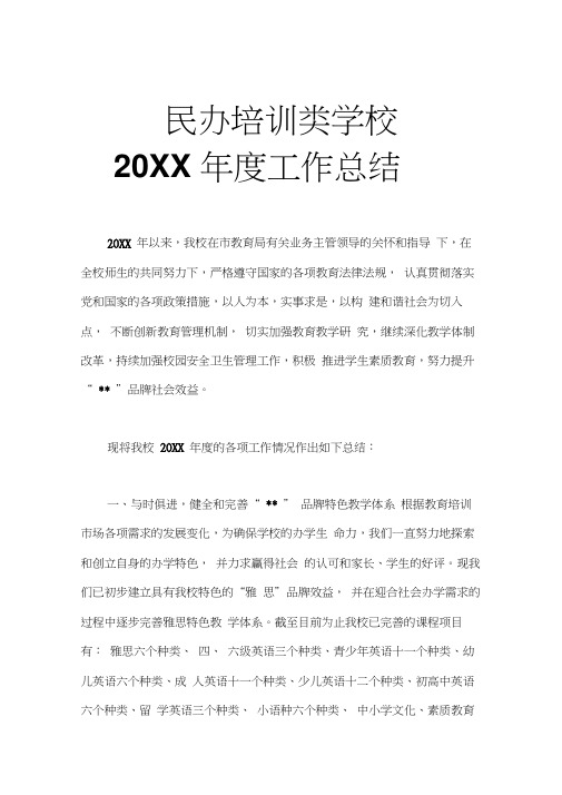 民办培训类学校年检工作总结doc