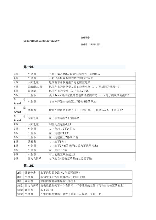 晓之女神地图宝物 (新增详细版)