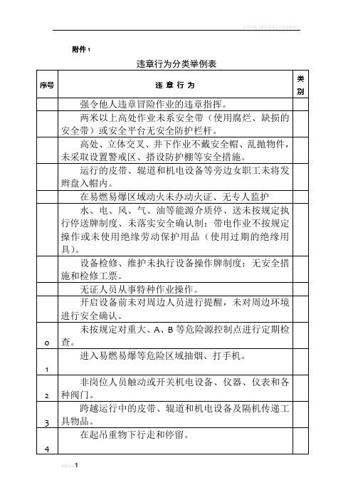 违章行为分类