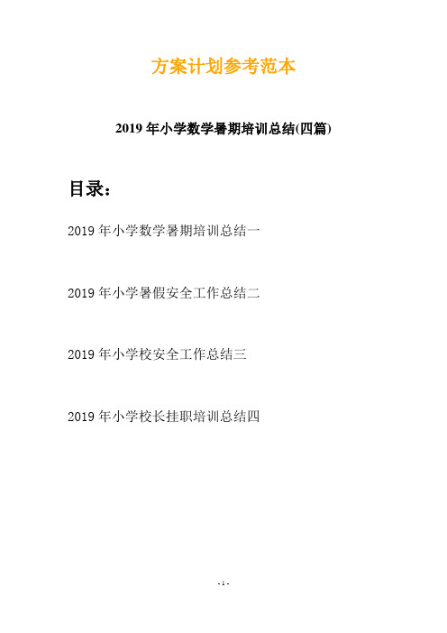 2019年小学数学暑期培训总结(四篇)