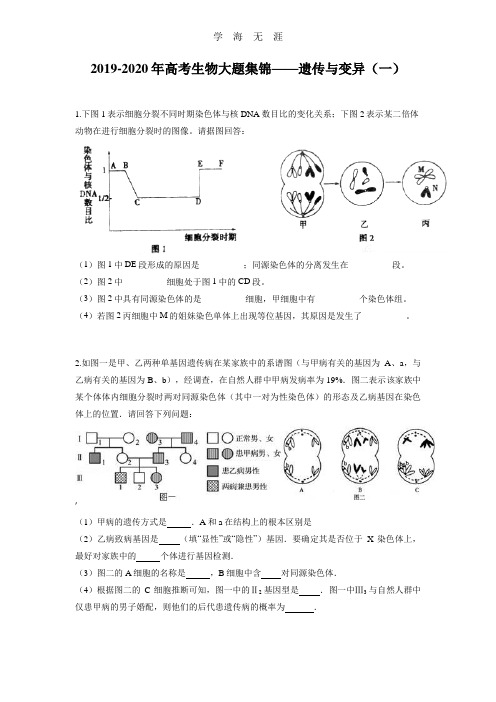 2019-高考生物大题集锦——遗传与变异(一)(2020年整理).doc