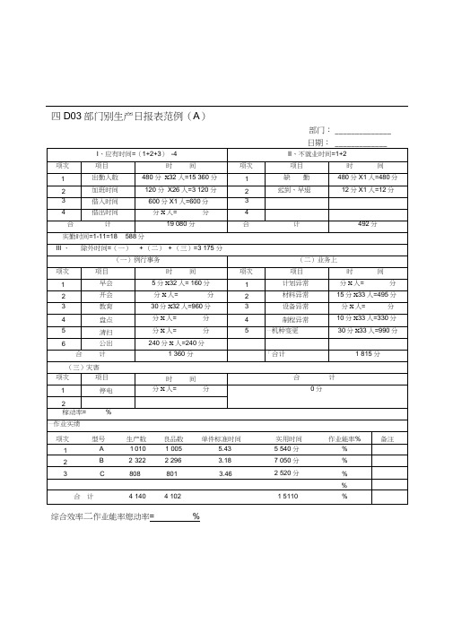部门别生产日报表范例