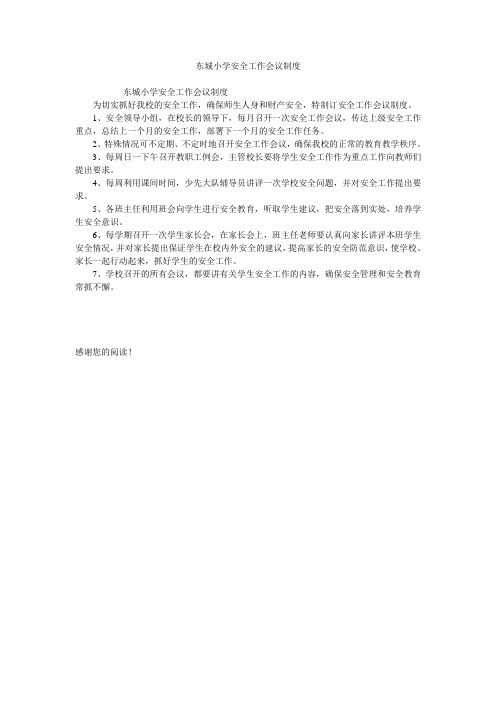 东城小学安全工作会议制度