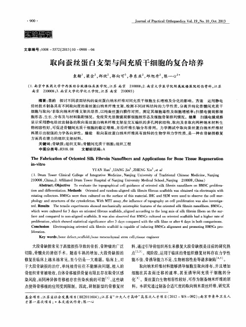 取向蚕丝蛋白支架与间充质干细胞的复合培养