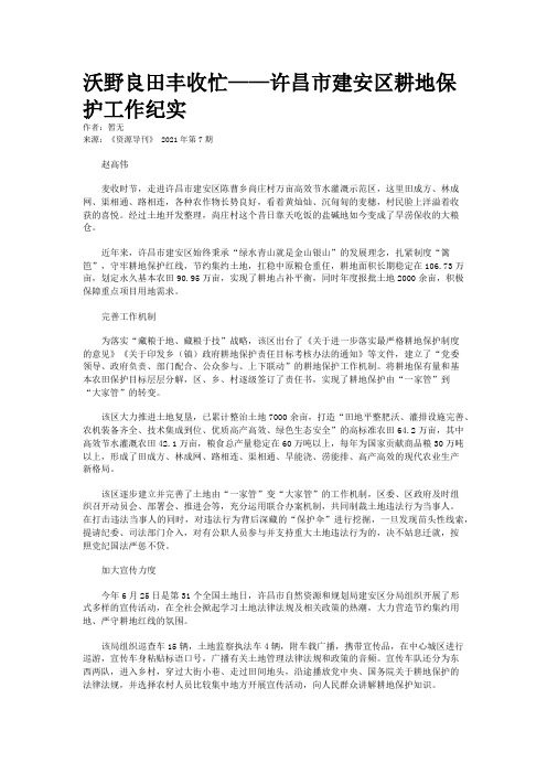 沃野良田丰收忙——许昌市建安区耕地保护工作纪实