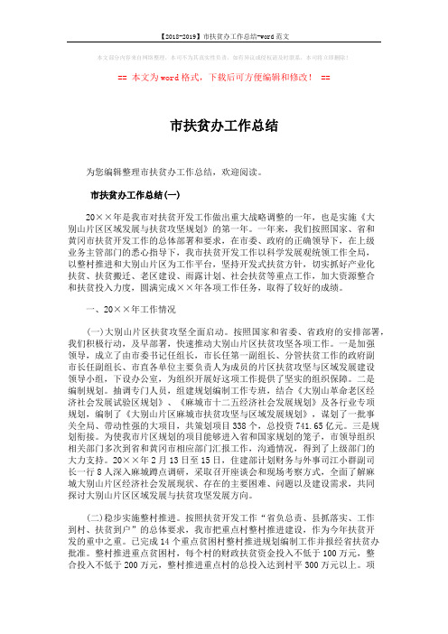 【2018-2019】市扶贫办工作总结-word范文 (13页)