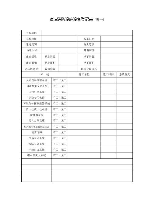 消防设施登记表、巡查记录等表格