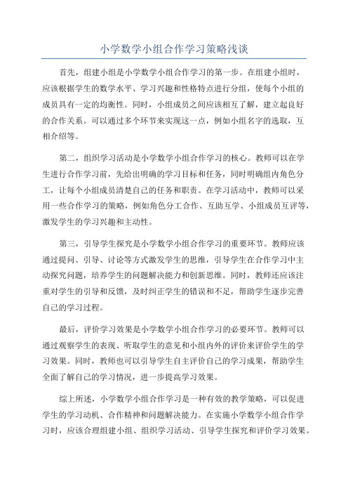 小学数学小组合作学习策略浅谈
