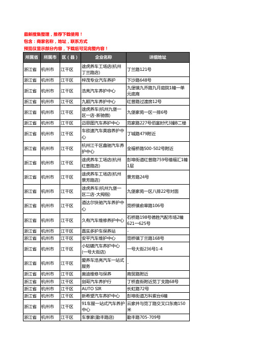 新版浙江省杭州市江干区汽车保养企业公司商家户名录单联系方式地址大全138家