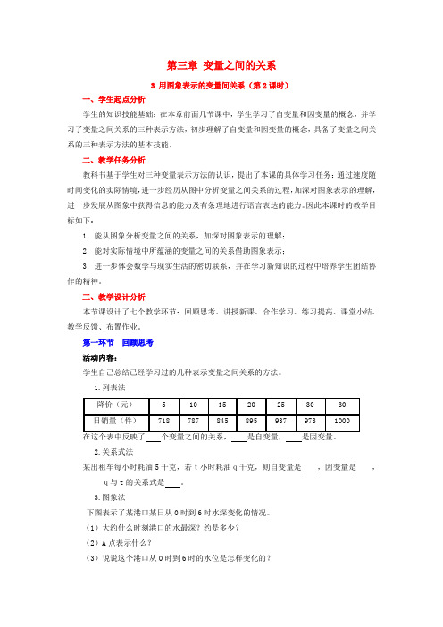 七年级数学下册第三章变量之间的关系3.3用图象表示的变量间关系第2课时教案新版北师大版