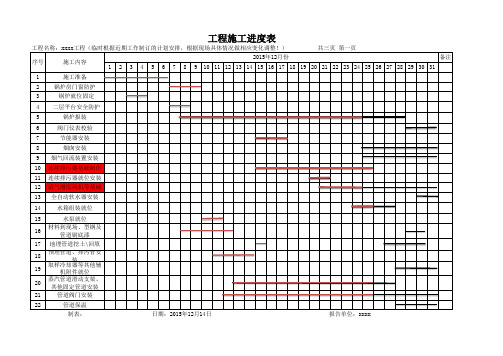 工程工期计划表(实际进度表)模板