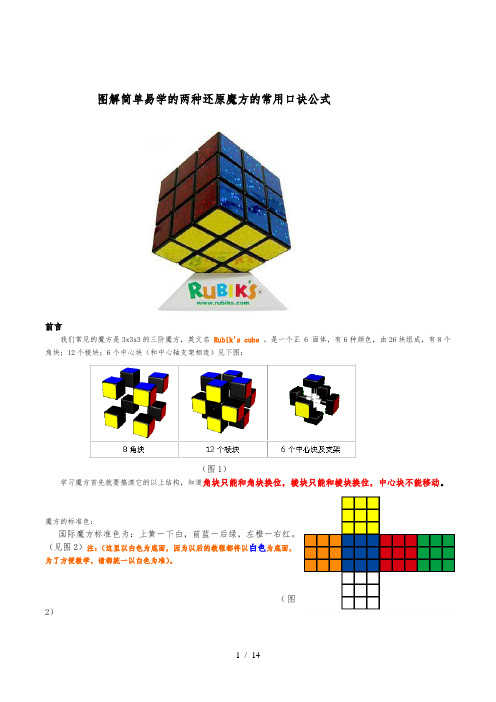 简单易学的两种还原魔方的口诀与公式图解详细讲解