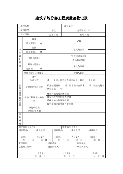 建筑节能分部工程质量验收记录