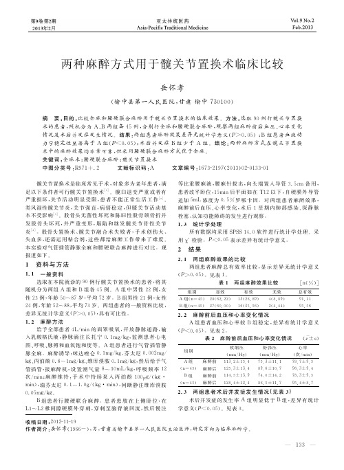 两种麻醉方式用于髋关节置换术临床比较