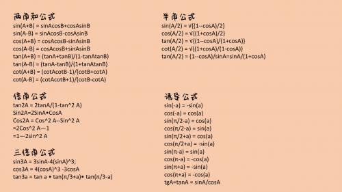 三角函数大全