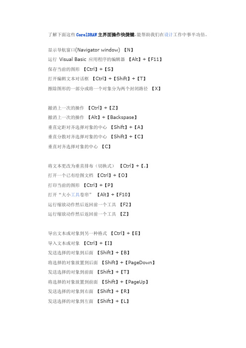cdr、croeldraw快捷键大全