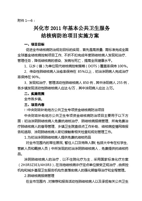 结核病防治项目实施方案