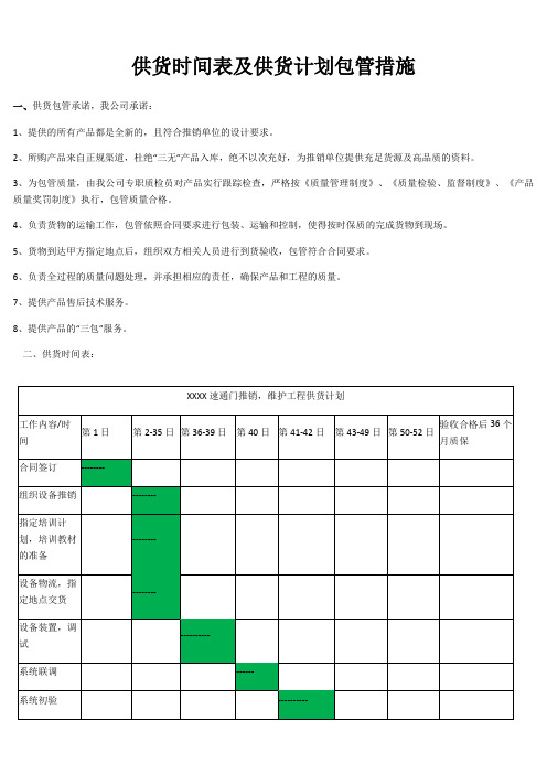 供货时间表及供货计划保证措施