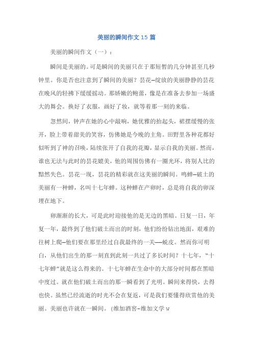 美丽的瞬间作文15篇