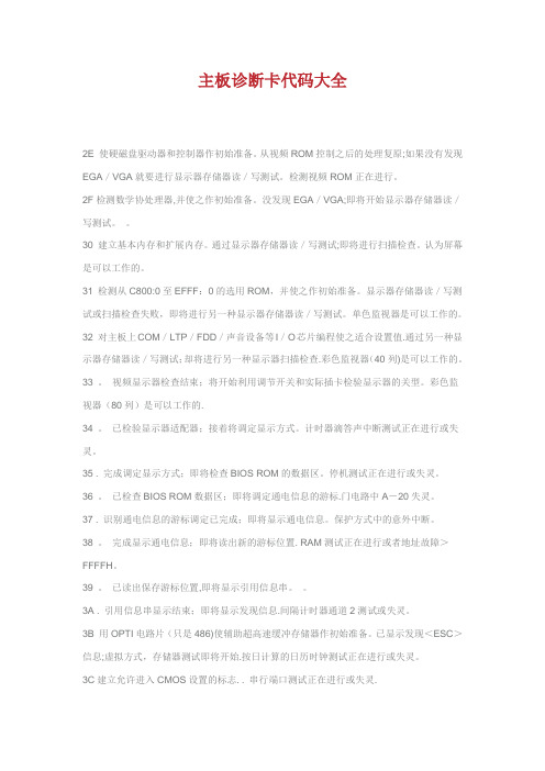 主板诊断卡代码大全