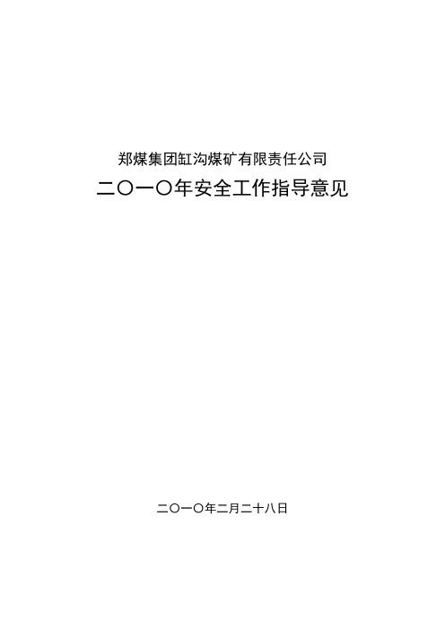 2010年安全工作指导意见