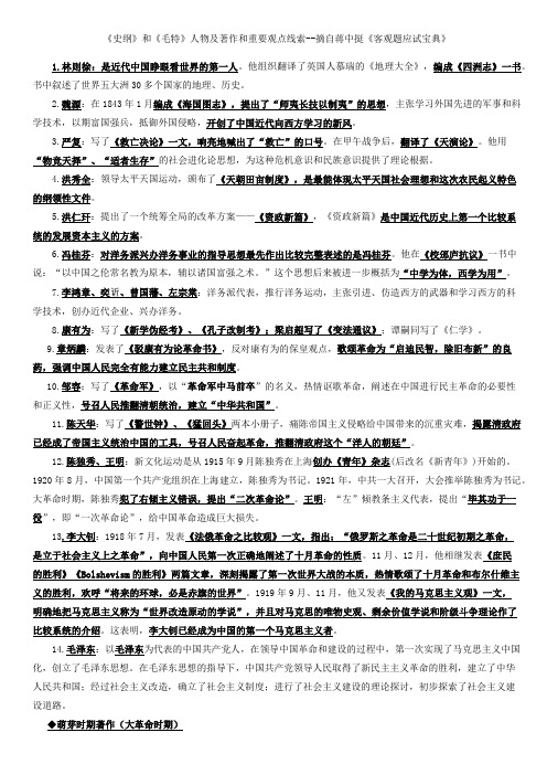 《史纲》和《毛特》人物及著作和重要观点线索--摘自蒋中挺《客观题应试宝典》