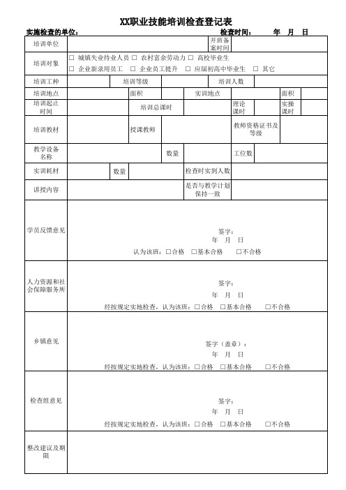 职业技能培训督查表