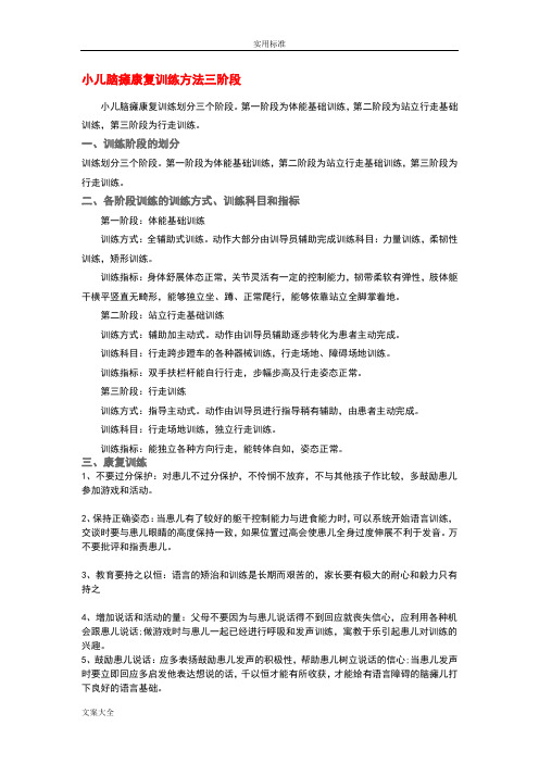 各类儿童脑瘫运动康复训练方法