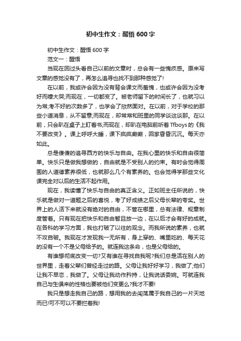 初中生作文：醒悟600字