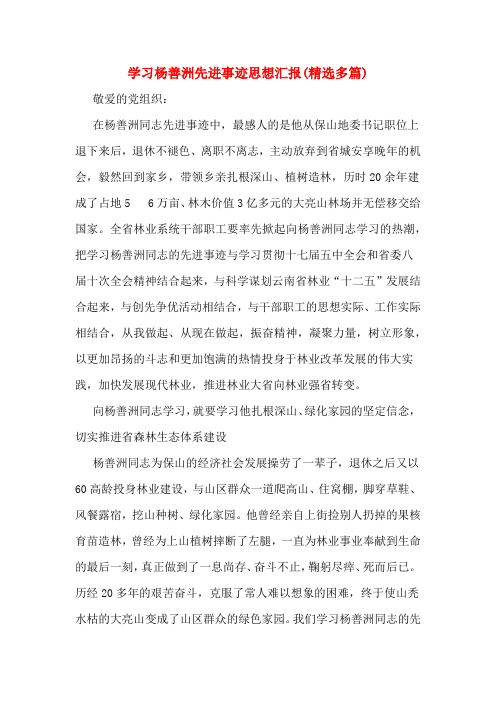 学习杨善洲先进事迹思想汇报(精选多篇)