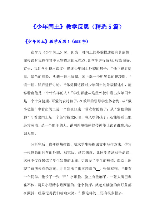 《少年闰土》教学反思(精选5篇)