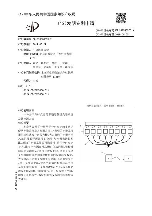 【CN109932323A】一种基于分时点亮的多通道便携光谱系统及其检测方法【专利】