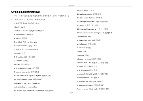 九年级下册重点短语和句型全总结