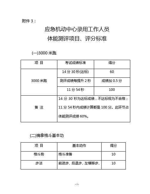 体能测试考试成绩评定指标