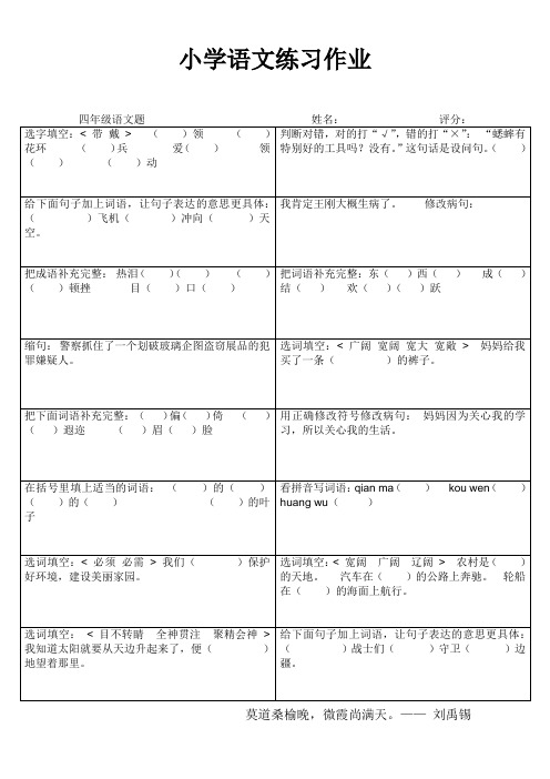 罗阳小学四年级语文期末复习练习作业27