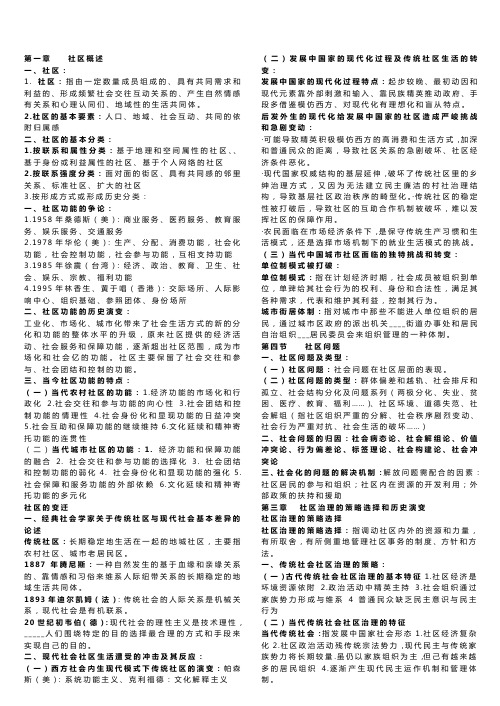 2018社区管理考试知识点复习考点归纳总结