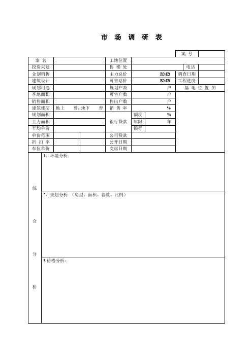 市场调研表