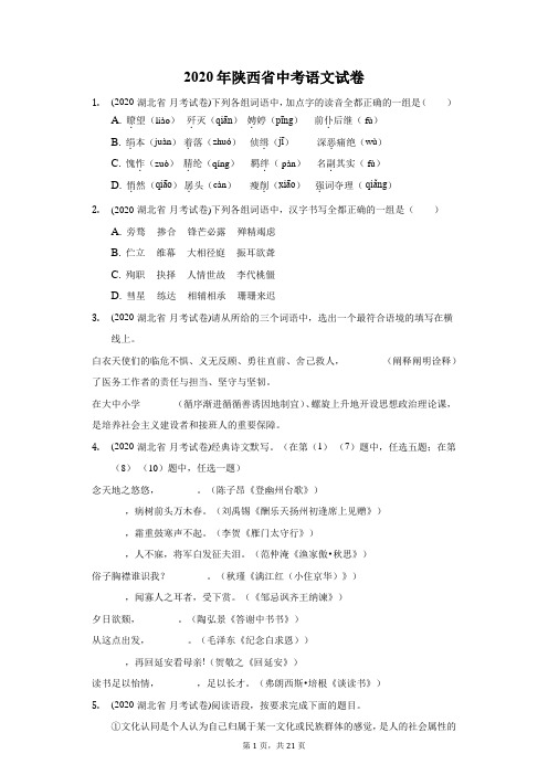 2020年陕西省中考语文试卷(附答案详解)