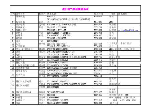 供应商通讯录