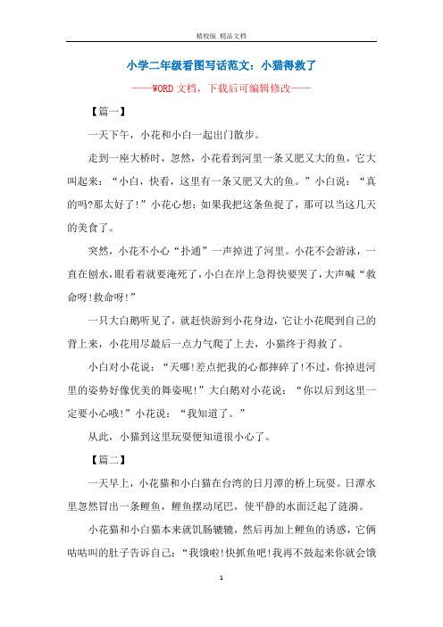 小学二年级看图写话范文：小猫得救了