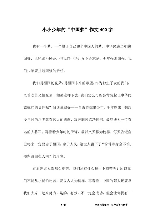 小小少年的“中国梦”作文400字