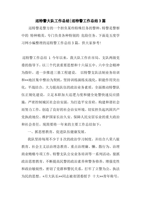 新整理巡特警大队工作总结-巡特警工作总结3篇