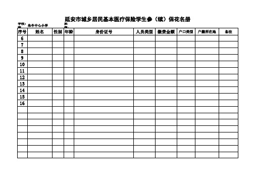 城乡居民基本医疗保险学生参(续)保花名册