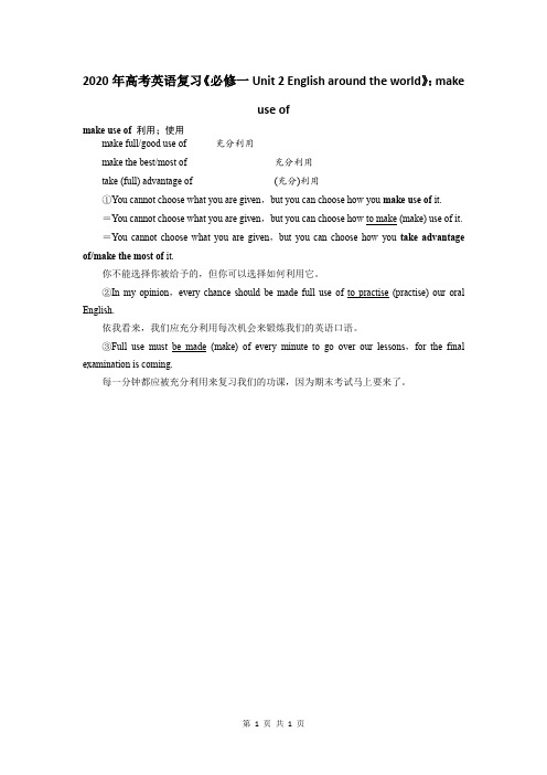 2020年高考英语复习《必修一Unit 2 English around the world》：make use of