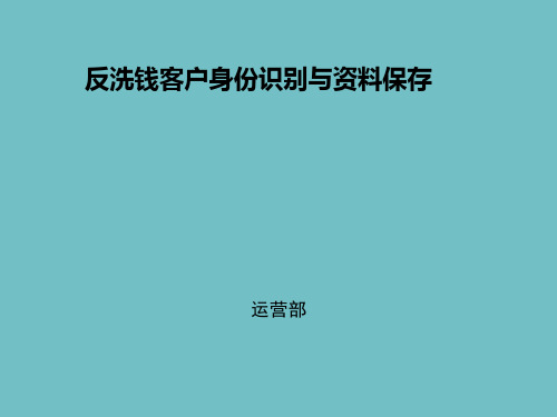 大型保险公司反洗钱客户身份识别与交易资料保存专项培训(正式版)