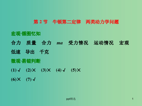 高考物理一轮复习 第三章 第2节 牛顿第二定律 两类动力学问题习题详解课件 新人教版
