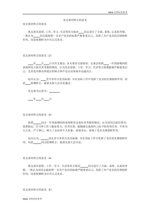 党支部对转正的意见