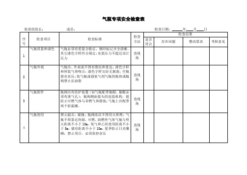 气瓶专项安全检查表